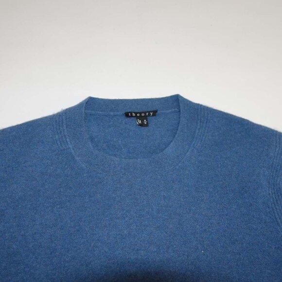 Theory Men's 100% Cashmere Vetel Crewneck Sweater Medium Blue Pullover M - Picture 2 of 7